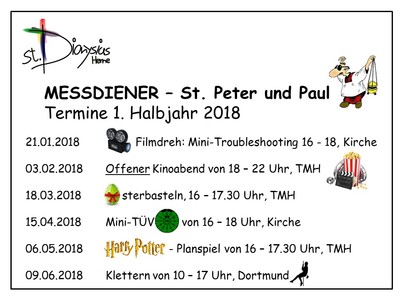 Messdiener St. Peter&Paul Termine 2018